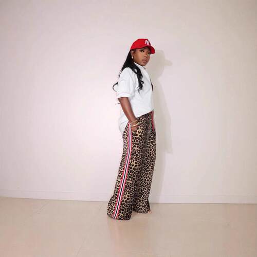 Leopard Side Stripe Wide Leg Pants