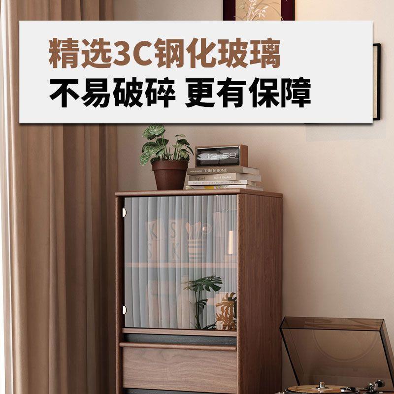 中古风电视柜边上的收纳柜实木客厅小立柜中古风沙发边储物展示柜