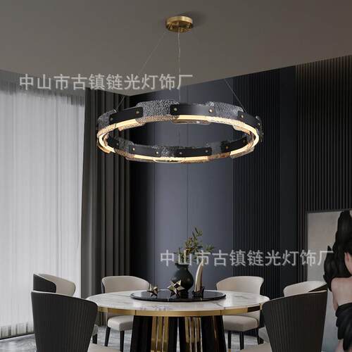 后现代轻奢客厅吊灯设计师简约创意餐厅样板房书房卧室圆环装饰灯