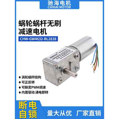 工厂直销Gw4632Bl2838蜗轮无刷减速电机低速高转矩12V 24V