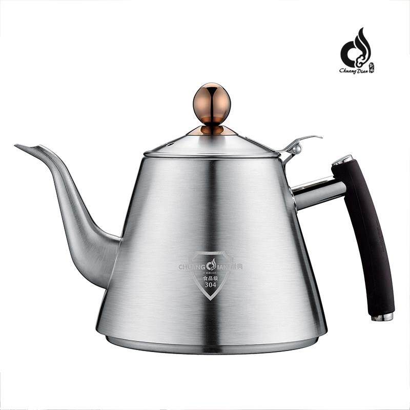 创典食品级304不锈钢烧水壶泡茶专用电磁炉平底壶黑晶炉煮水茶壶