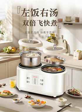 双胆双控电饭煲家用可拆卸内胆同时煮饭煲汤智能电饭锅两个胆分体