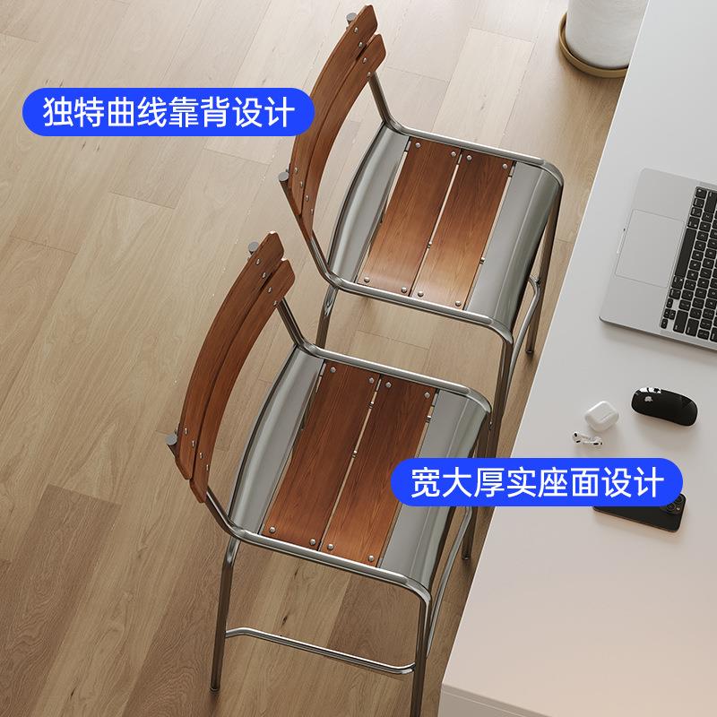 古吧台椅家用靠背中椅北简欧约轻奢酒吧椅岛咖啡厅无品牌/铁艺高