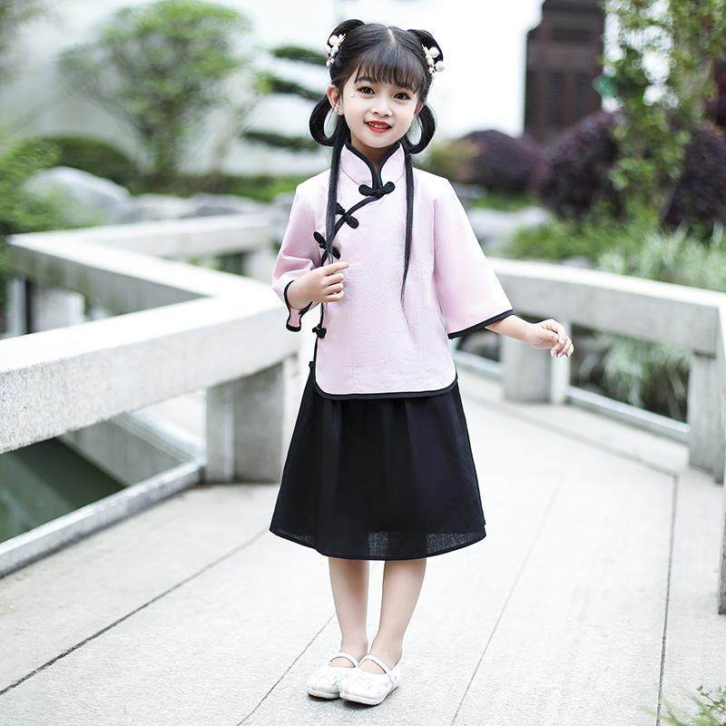 正品女童幼旗袍礼服服套装民风国学生装合唱诗朗汉诵古装演出服儿