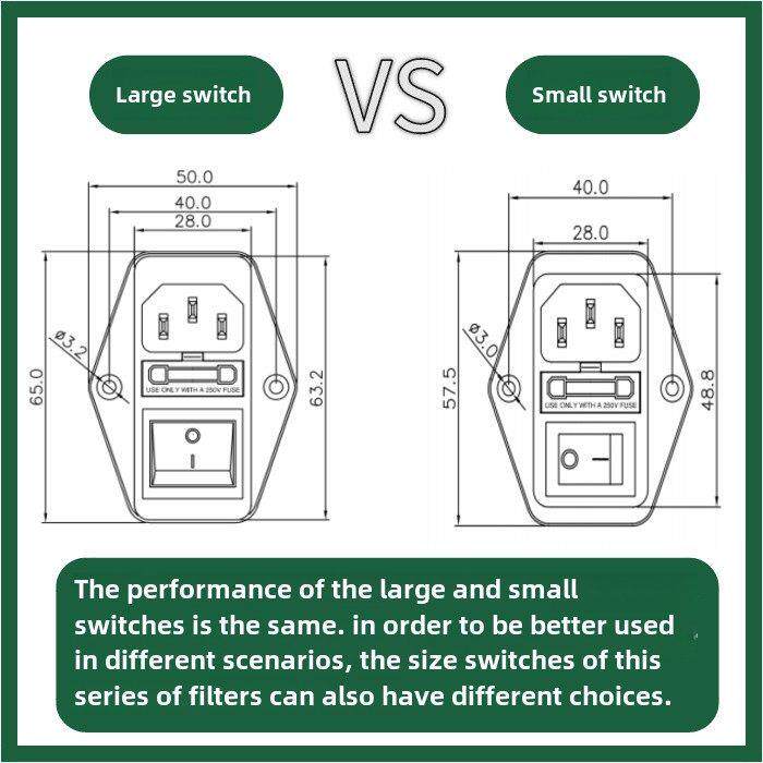 IEC机箱电源滤波器220V插座单保险红绿灯黑开关三合一抗干扰210IB