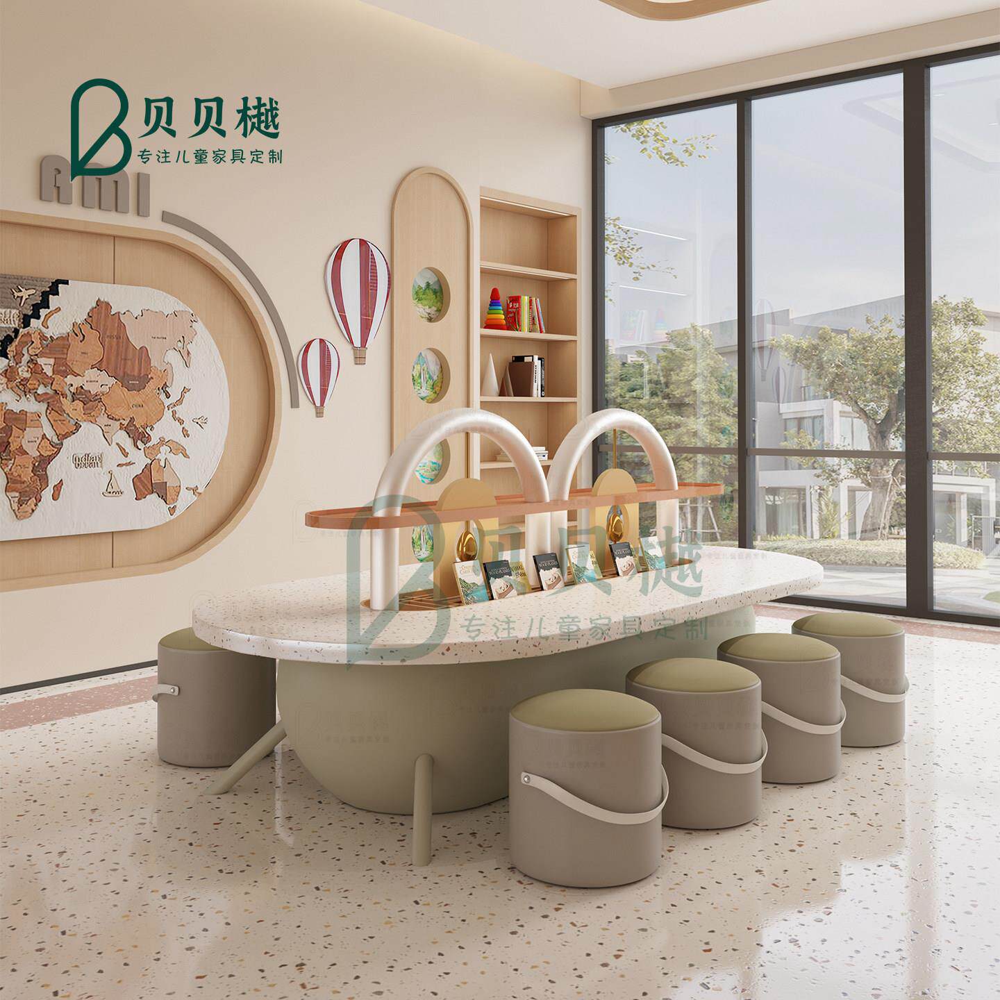早教中心儿童娱乐区桌椅组合样品屋展示中心学习桌图书馆阅读区手