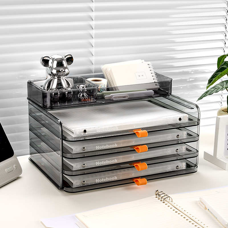 简约亚克力桌面收纳架文件整理架透明美妆收纳可抽拉整理置物架