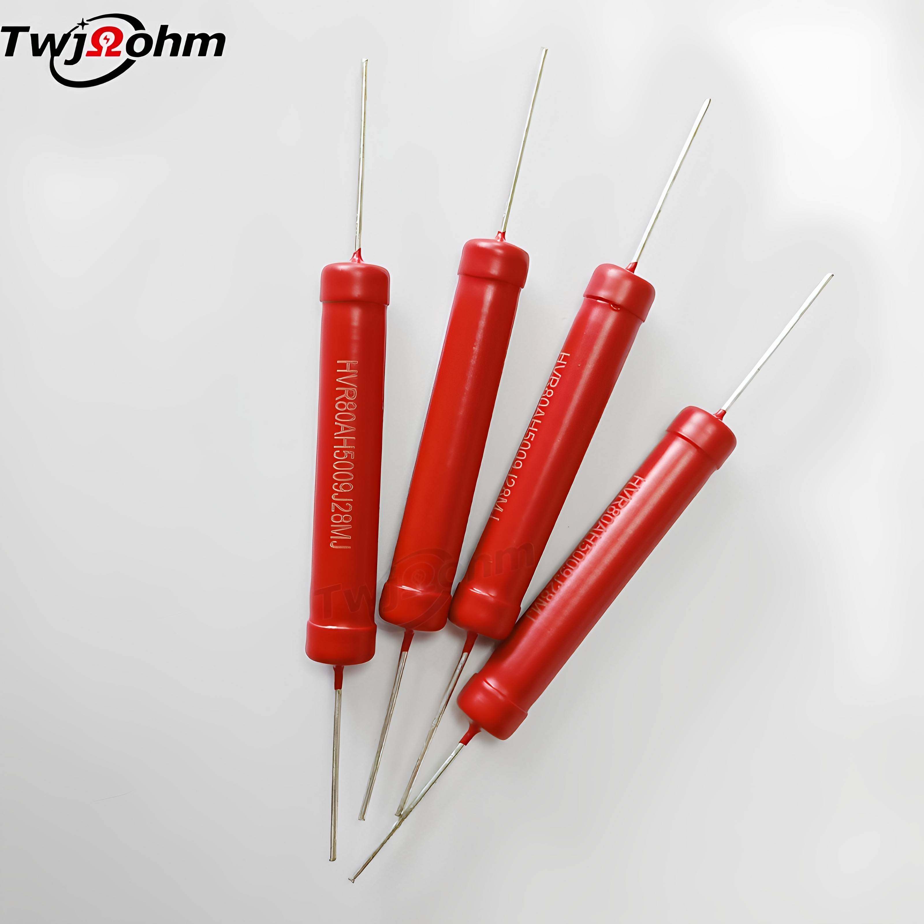 HVR80AH5009J大红袍玻璃釉高频高压无感电阻5W1M2M30M40M500M1G1K,电子元器件市场,电阻器,淘宝优惠券,粉丝福利购,淘宝优惠卷