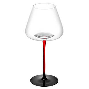 勃艮第红酒杯黑领结红杆葡萄酒杯无铅水晶波尔多高脚杯高端红酒杯