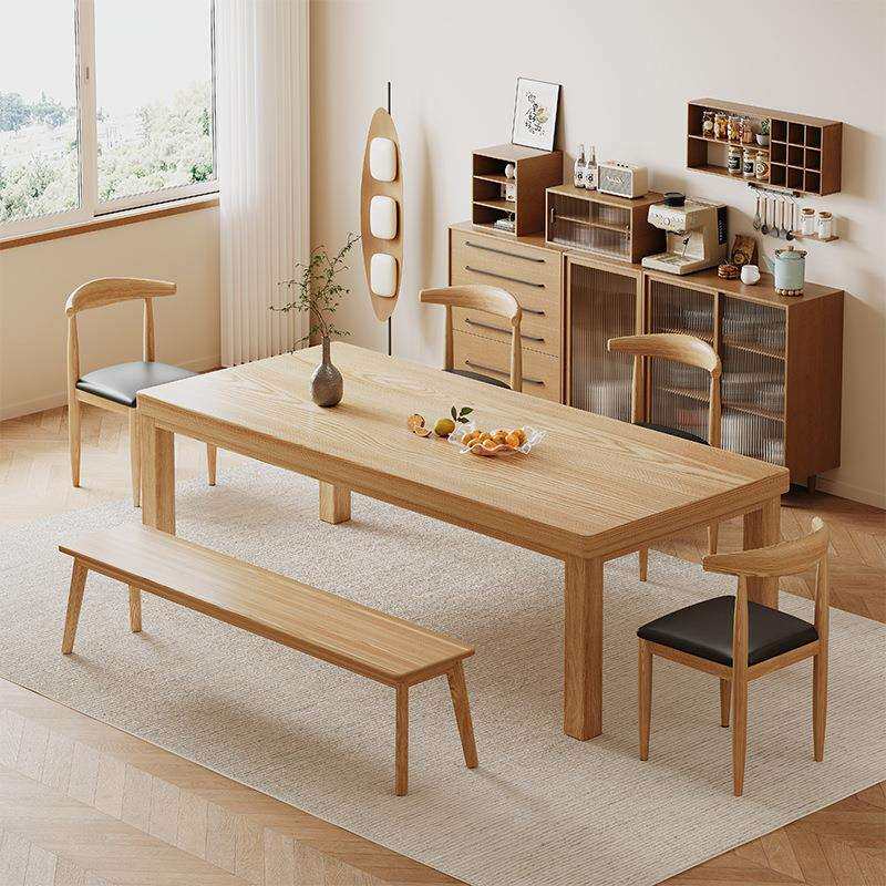 全实木餐桌小户型家用简约轻奢长方形吃饭桌子客厅原木餐桌椅组合
