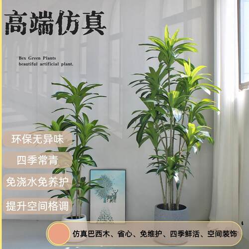 高端轻奢盆栽大型仿真绿植物室内客厅摆件装饰仿真巴西木假树造景