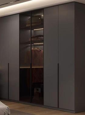 NE级欧松板实木IPE现衣柜卧室家用一门到顶黑色柜子代简约储F物衣