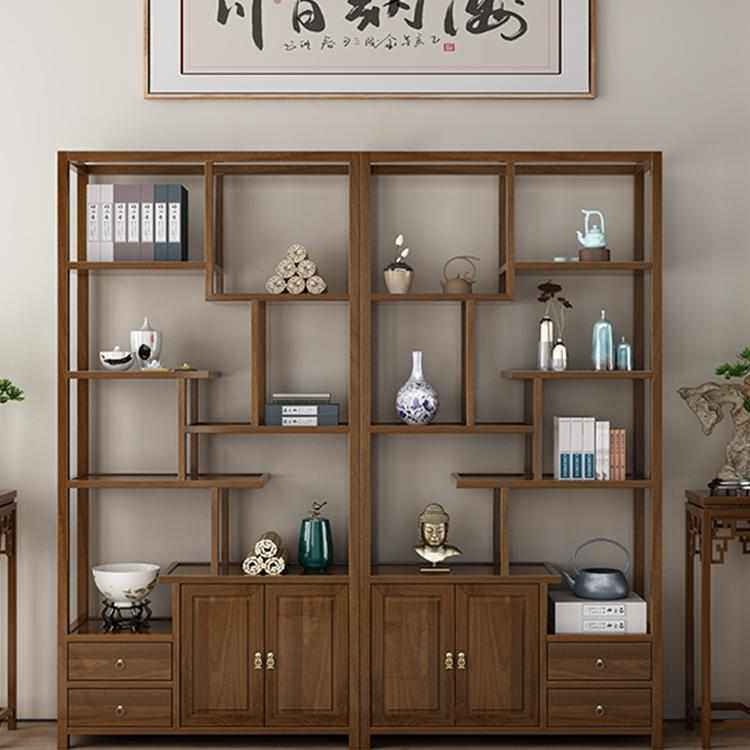 实木博古架书架多宝阁展示柜古董架茶叶架隔断架中式简约原木色