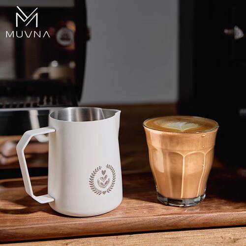 MUVNA意式咖啡拉花杯304不锈钢尖嘴拉花缸450/600ml打奶缸奶泡杯