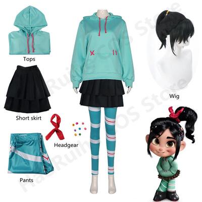 Anime Vanellope Von Schweetz Cosplay Costume Hoodies Skirt W