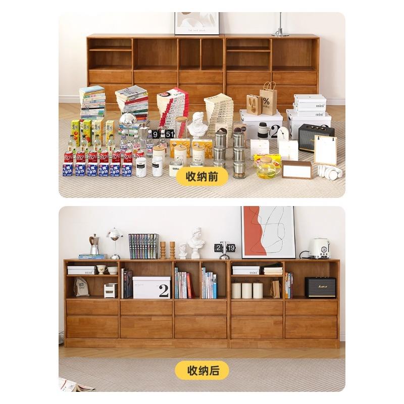 实木矮书柜书架斗柜矮柜地柜落地格子电视柜家用日式储物柜餐边柜