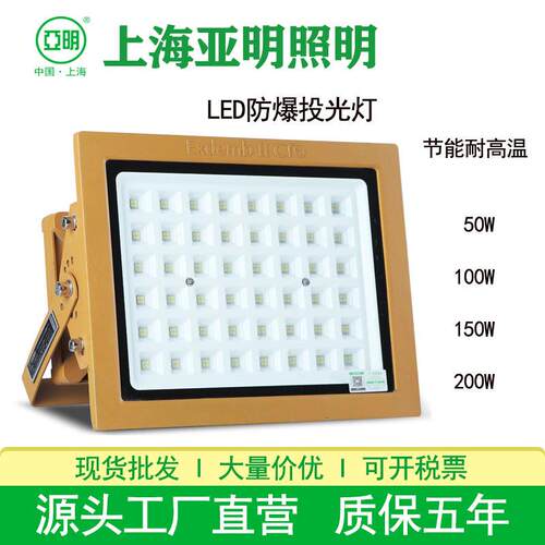 亚明LED防爆投光灯超亮50W100W防爆泛光灯化工烤漆厂加油站防爆灯