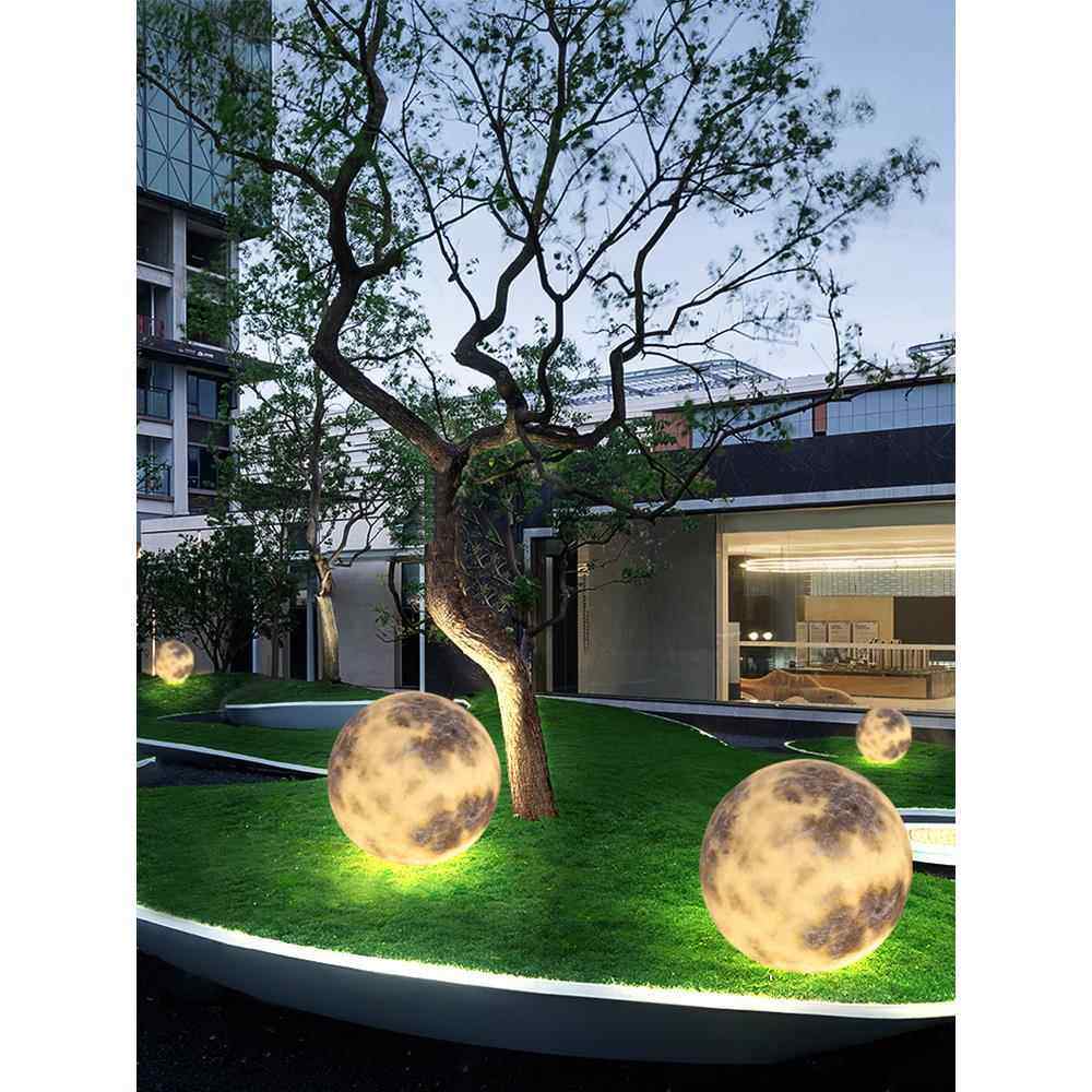 户外防水草坪灯陨坑餐桌灯派对氛围圆球创意庭院立体月球灯充电灯