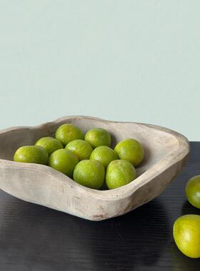 侘寂风实木船形果盘覆古做旧干 干果盘民宿餐桌高级感托 托盘装饰