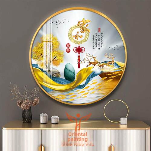 嘉禾万世行挂画，入口大厅装饰画，新中国风格客厅水晶瓷画，书画