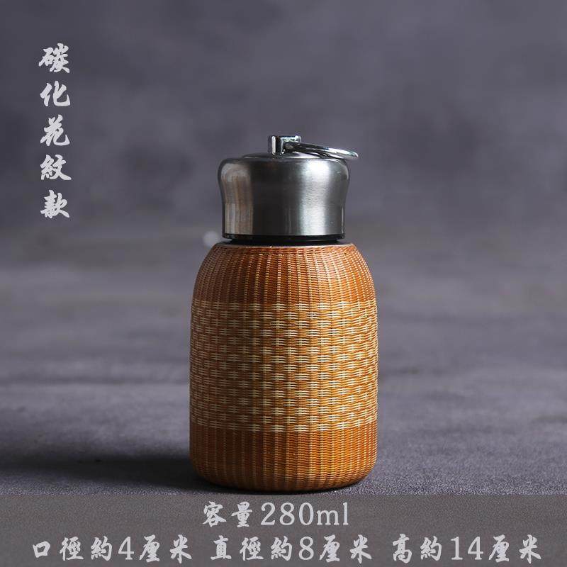 高档高保温杯男女士携旅行创便意竹编工304不锈档钢杯子车载暖手图片