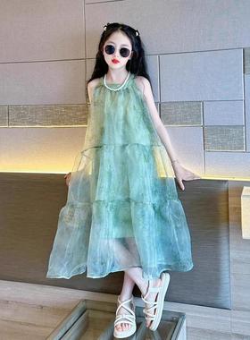 英国Next Kiss女童连衣裙夏季2025新款儿童吊带裙大童度假风长裙