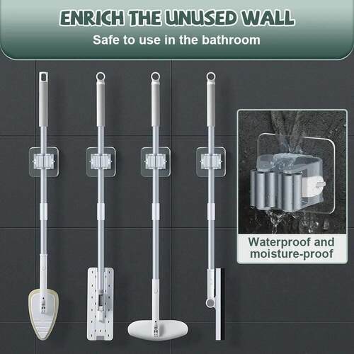 4PCS Mop Hook without Punching Broom Clamp Holder with Stron