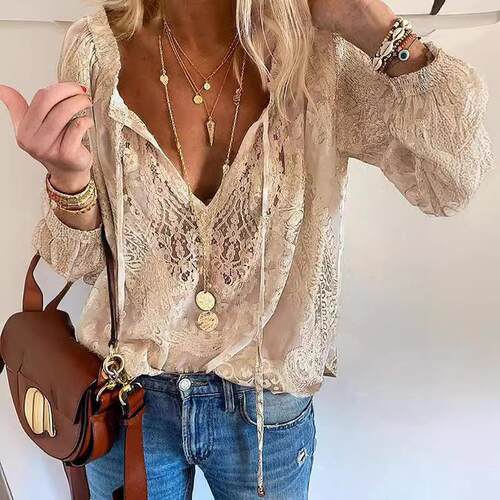 Women's Blouses Spring Summer Fashion Boho Lace Hollow Out