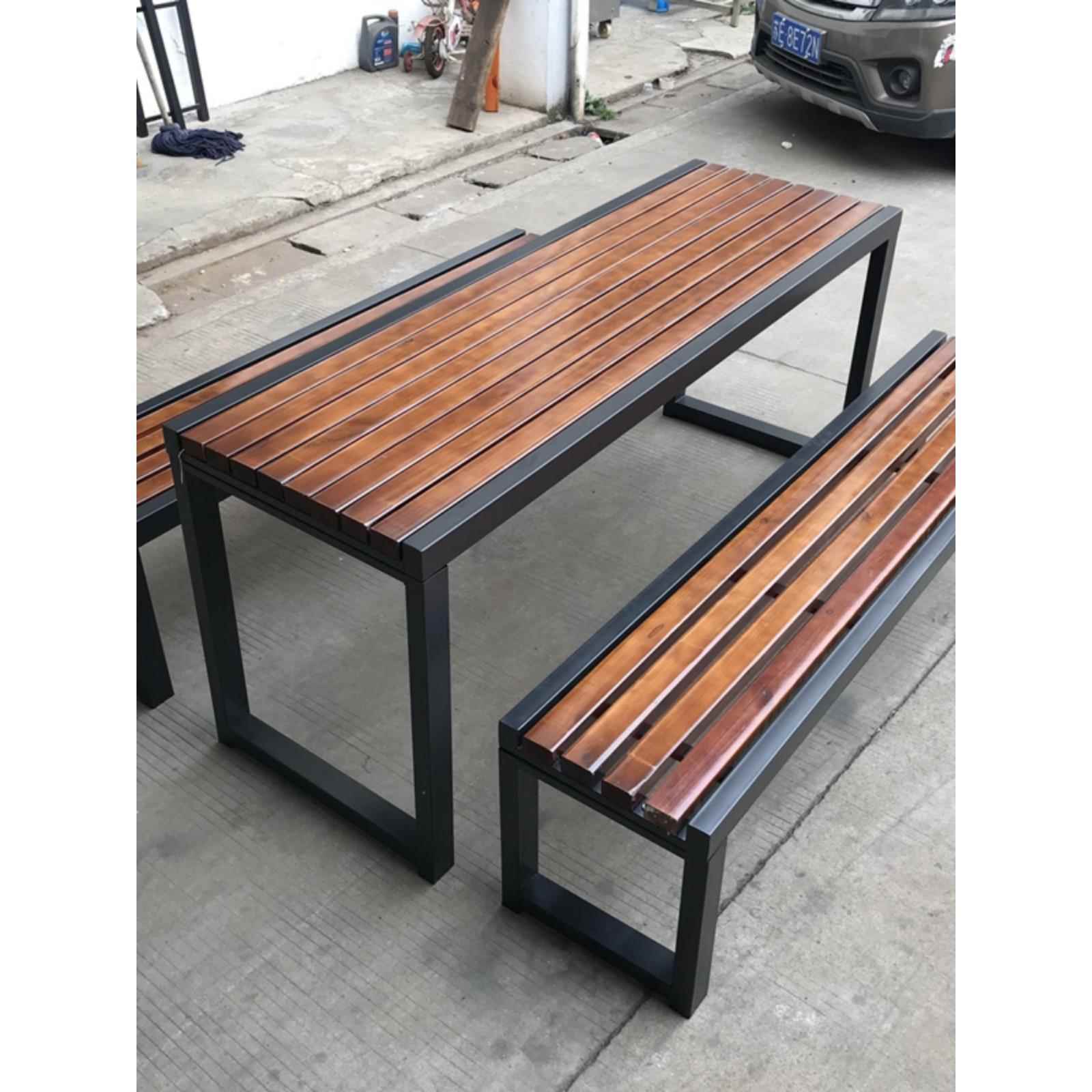 防腐木户外桌子塑木休闲公园桌椅组合别墅庭院烧烤室外休闲餐桌凳