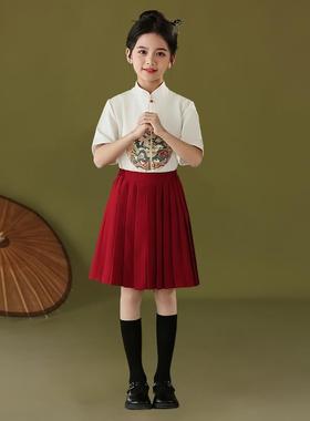 高档儿童合唱团中小装学生吟诗红歌表演服唱代汉马面裙