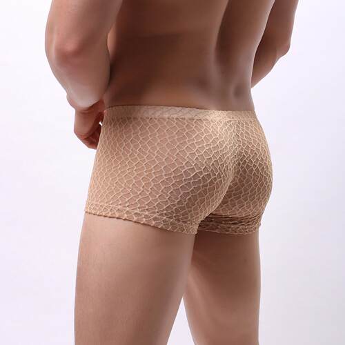 Men's underwear, straight corner pants, transparent lace