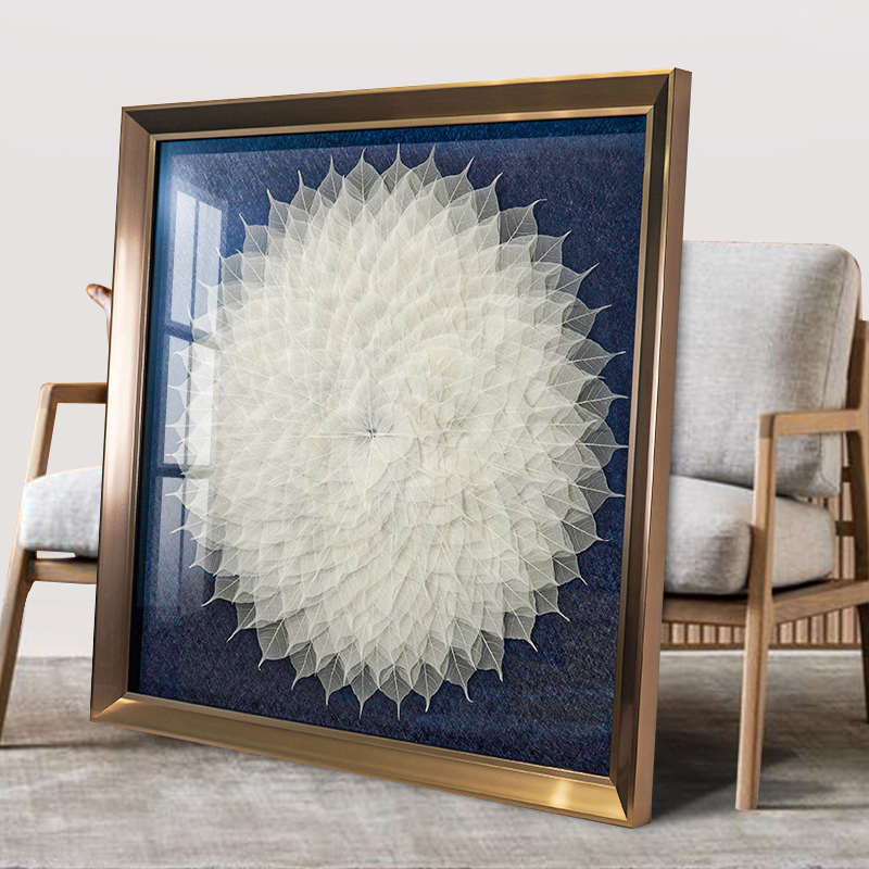【20年老店】新中式客厅装饰画手工立体玄关走廊实物画 菩提树叶图片