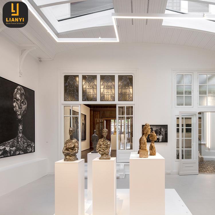 研究所博物馆展示台白色烤漆藏品陈列台艺术馆展览雕塑中岛展示台