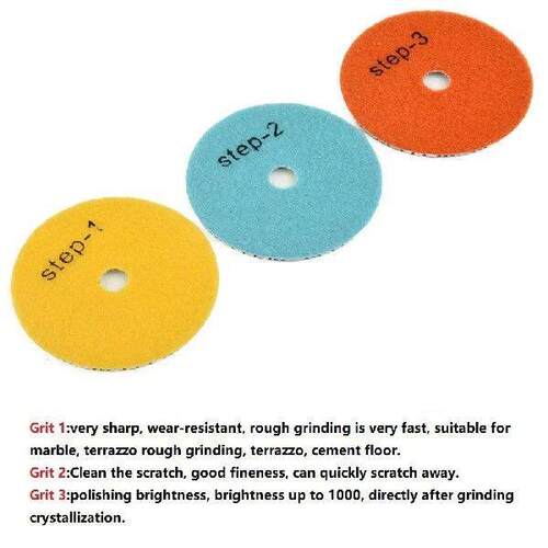 3/2/1pcs Polishing Pads 4Inch/100mm Dry Wet Diamond 3Steps