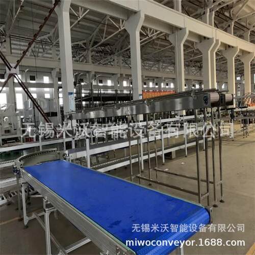 转弯直线食品缓存线 斜带式对接螺旋机输送 多通道POM链板网带