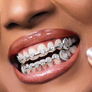 Connection Side Hollowedout Grillz Copper Inset Synthetic