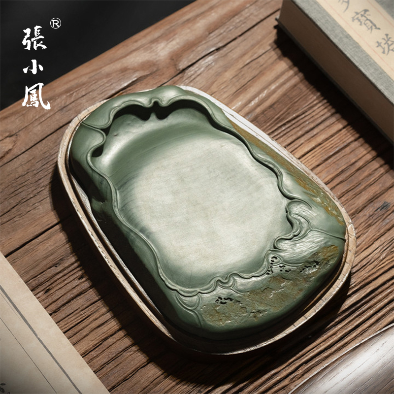 张小凤 孤品洮河砚书法专用文房四宝笔墨纸砚天然原石墨盒精品收