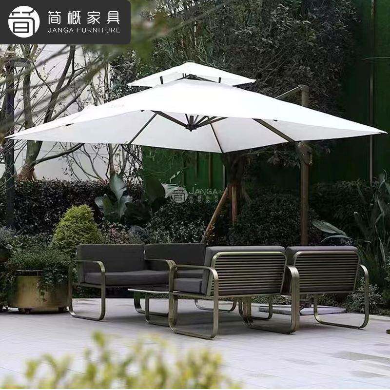 户外别墅庭院沙发露天花园防水防晒沙发室外高端岩板茶几组合家具
