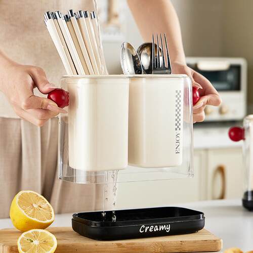 多巴胺筷子收纳盒家用高档壁挂式筷笼厨房置物架沥水筷篓筷子筒