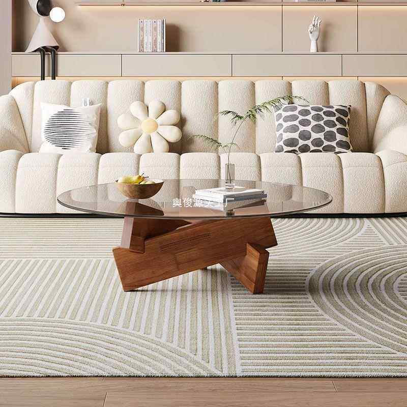 网意红玻璃茶几客用厅家小户型时尚简A2260000约轻奢简小极桌子创