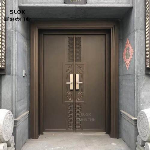 铸铝门别墅大门双门农村自建房大门家用对开 门子母进户铜入户门