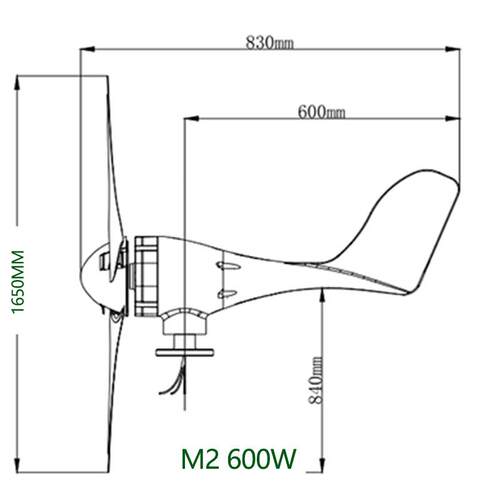 M2型600W 12v24v48v 风力发电机 水平轴小型风力涡轮机 厂家直销