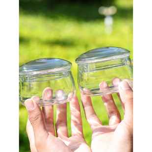 耐热玻璃杯家用耐高温可加热咖啡牛奶茶杯200ml可爱果汁带盖杯子