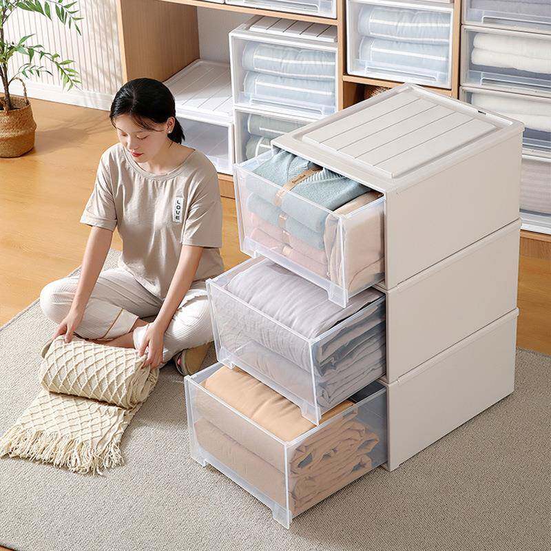 收纳箱透明抽屉式衣柜大容量放衣服内衣储物塑料整理箱家用收纳盒