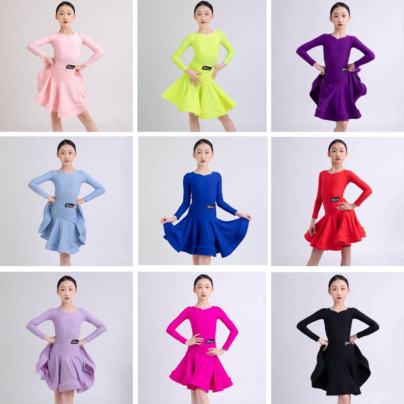 新款儿童拉丁舞服标准赛服女童专业规定比赛服高档少儿演出服分体