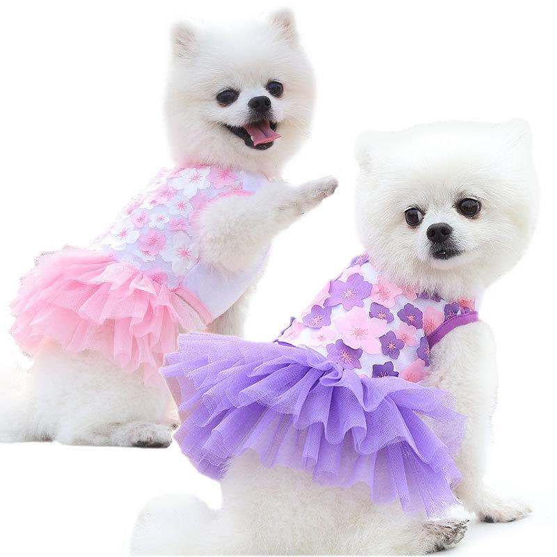 宠物狗狗猫咪猫桃花裙子衣服泰迪比熊宠物用品狗服饰厂家