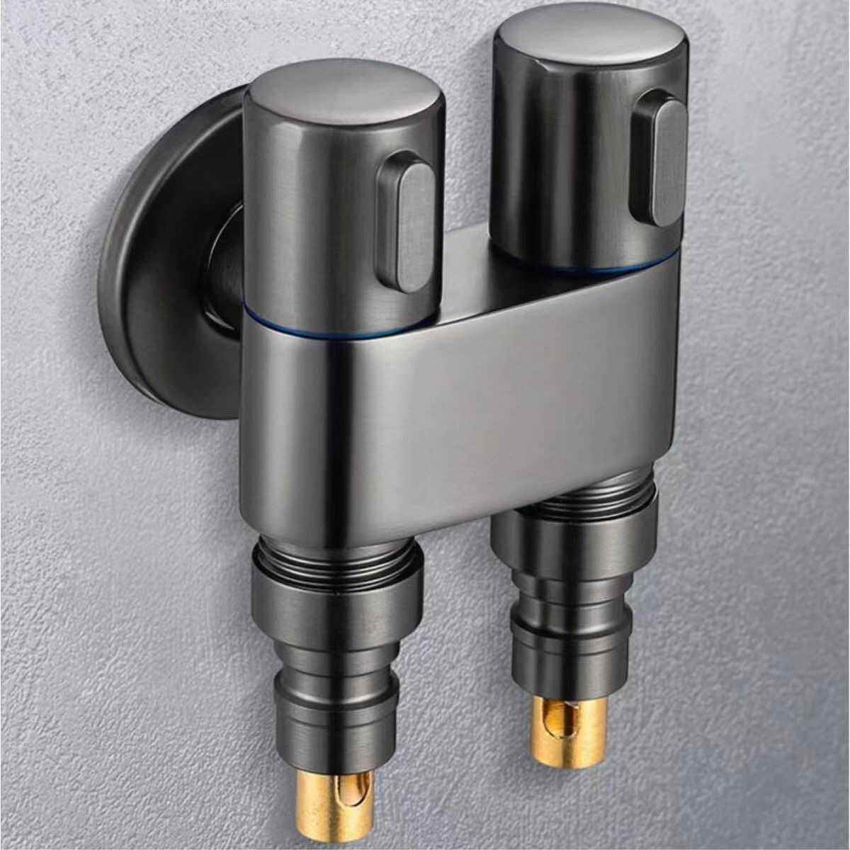不锈钢洗衣机水龙头马桶伴侣一进二出角阀大流量水阀双控两用止水