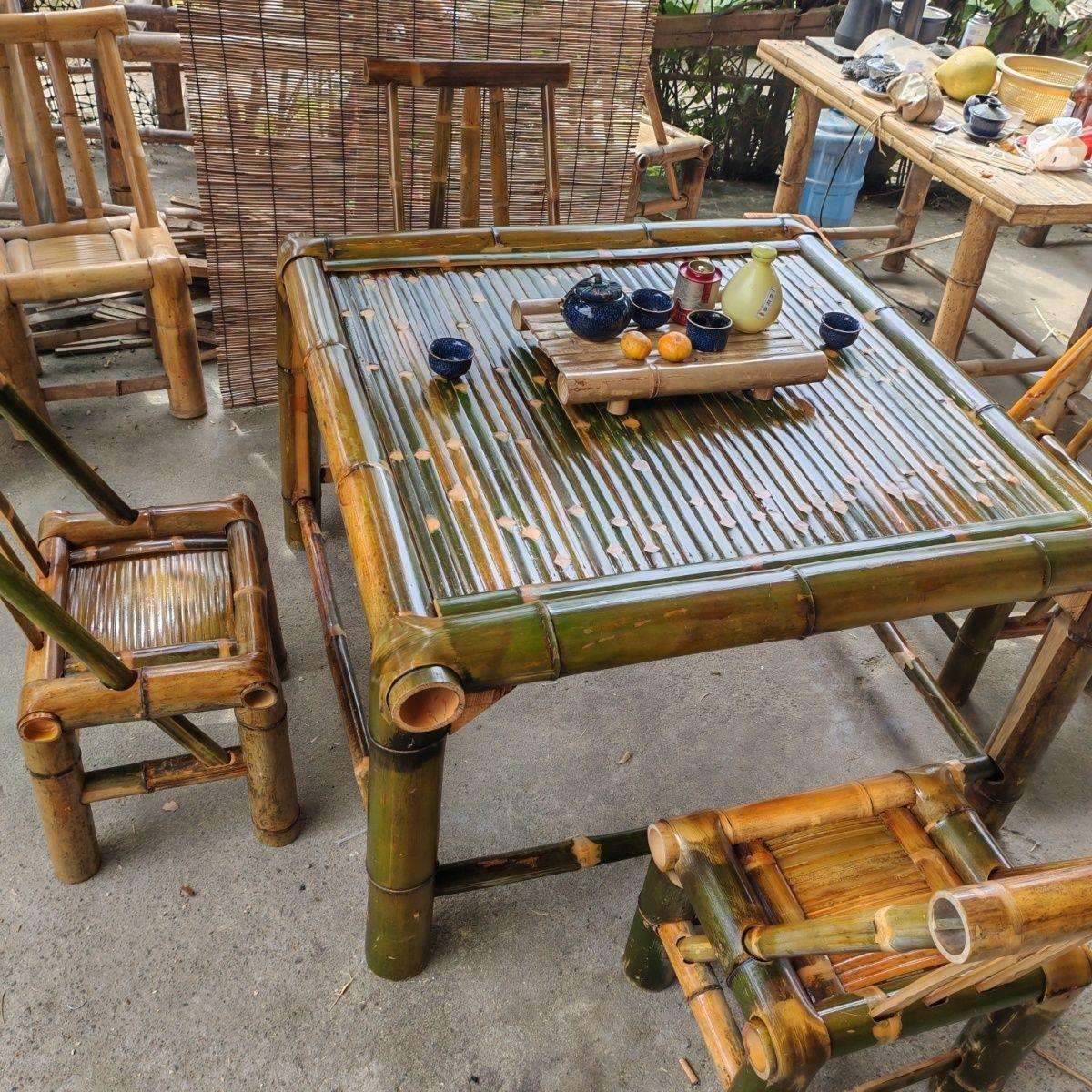 XN纯手工煮茶茶桌桌子餐桌茶几办公庭院凳子竹子桌椅全套耐用桌椅