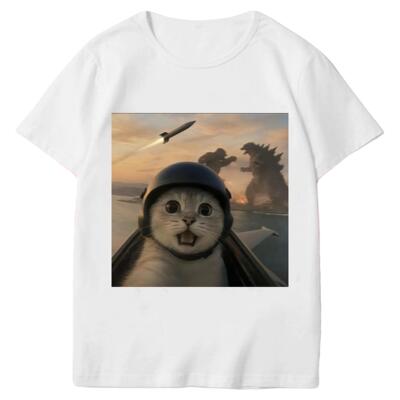 2025新款短袖t恤男女搞怪meme猫T恤夏季恶搞猫咪学生定制上衣服潮