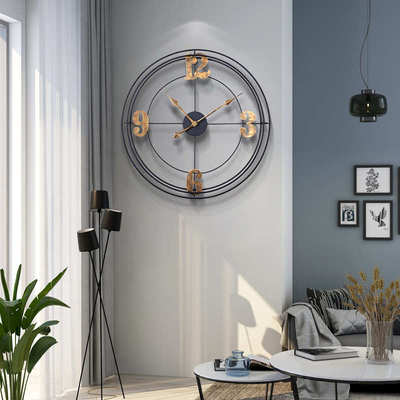 现代简约数字款大壁钟 铁艺金色创意挂钟 欧式艺术装饰钟表clock